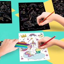 Load image into Gallery viewer, Scratch Art Painting Paper Card Kit Rainbow Color Cartoon Dinosaur Drawing Board Kids DIY Educational Toys Bithday Gift Toys
