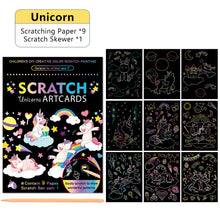 Load image into Gallery viewer, Scratch Art Painting Paper Card Kit Rainbow Color Cartoon Dinosaur Drawing Board Kids DIY Educational Toys Bithday Gift Toys

