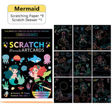 Load image into Gallery viewer, Scratch Art Painting Paper Card Kit Rainbow Color Cartoon Dinosaur Drawing Board Kids DIY Educational Toys Bithday Gift Toys
