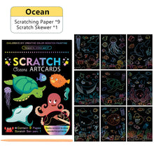 Load image into Gallery viewer, Scratch Art Painting Paper Card Kit Rainbow Color Cartoon Dinosaur Drawing Board Kids DIY Educational Toys Bithday Gift Toys
