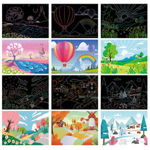 Load image into Gallery viewer, Scratch Art Painting Paper Card Kit Rainbow Color Cartoon Dinosaur Drawing Board Kids DIY Educational Toys Bithday Gift Toys
