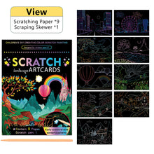 Load image into Gallery viewer, Scratch Art Painting Paper Card Kit Rainbow Color Cartoon Dinosaur Drawing Board Kids DIY Educational Toys Bithday Gift Toys
