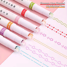 Load image into Gallery viewer, 1pc Highlighter Pen Flowers Line Shaped Marker with Roller Curve Liner Marker for Writing Journaling Drawing Stationery

