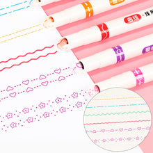 Load image into Gallery viewer, 3/6pcs Highlighter Pen Flowers Line Shaped Marker with Roller Curve Liner Marker for Writing Journaling Drawing Stationery
