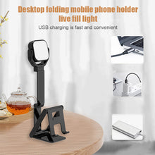 Load image into Gallery viewer, Mobile Phone Bracket Fill Light Portable Telescopic Multi-function LED light For Live Phone Photo Video Vlog
