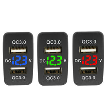 Load image into Gallery viewer, 4.2A Dual Port 12-24V Fast USB Charger Socket Car Charger QC3.0 Mobile Phone Waterproof USB Adapter Voltmeter For Toyota
