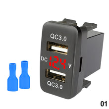 Load image into Gallery viewer, 4.2A Dual Port 12-24V Fast USB Charger Socket Car Charger QC3.0 Mobile Phone Waterproof USB Adapter Voltmeter For Toyota
