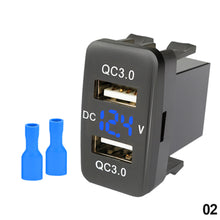 Load image into Gallery viewer, 4.2A Dual Port 12-24V Fast USB Charger Socket Car Charger QC3.0 Mobile Phone Waterproof USB Adapter Voltmeter For Toyota
