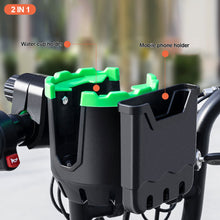 Load image into Gallery viewer, Universal Motorcycle 2 in 1 Cup Phone Holder for Stroller Bike Non-Slip Drink Water Bottle Holder with Phone Storage Mount
