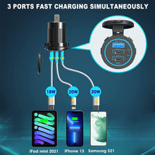 Load image into Gallery viewer, 78W Car Charger Socket 12V/24V Multiple USB Outlet Dual PD USB-C &amp; QC3.0 Ports with Power Switch Fast Car Adapter
