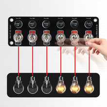 Load image into Gallery viewer, 3 Gang/6 Gang Toggle Switch Panel On/Off Rocker Toggle Switch with 10A Fuse Racing Cars RV Camper Marine Boat Yacht 12V/24V
