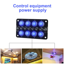 Load image into Gallery viewer, 8 Gang Rocker Switch Panel Car Replaceable Fuse Holder ON/Off Pre-Wired for Automotive Car Truck Marine Boat RV Auto Accessories
