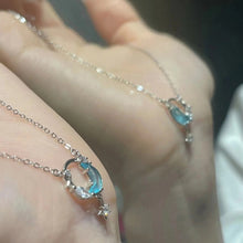 Load image into Gallery viewer, Blue Star Moon Necklace Fashion Temperamental Star Moon Collarbone Chain Necklace Women Jewelry Accessory
