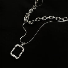 Load image into Gallery viewer, Double-layer Simple Folding Necklace Geometric Rectangular Pendant Collarbone Chain Alloy Necklace Jewelry Accessory
