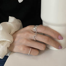 Load image into Gallery viewer, Hollow Woven Ring Beaded Ring Fashion Niche Opening Adjustable Ring Silver Alloy Ring Jewelry Accessory
