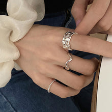 Load image into Gallery viewer, Hollow Woven Ring Beaded Ring Fashion Niche Opening Adjustable Ring Silver Alloy Ring Jewelry Accessory
