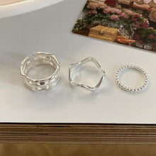 Load image into Gallery viewer, Hollow Woven Ring Beaded Ring Fashion Niche Opening Adjustable Ring Silver Alloy Ring Jewelry Accessory
