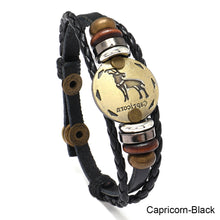 Load image into Gallery viewer, 12 Constellations Leather Bracelet Adjustable Knitted Beaded Bracelet Hand Jewelry Accessory for Men Women
