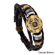 Load image into Gallery viewer, 12 Constellations Leather Bracelet Adjustable Knitted Beaded Bracelet Hand Jewelry Accessory for Men Women
