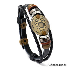 Load image into Gallery viewer, 12 Constellations Leather Bracelet Adjustable Knitted Beaded Bracelet Hand Jewelry Accessory for Men Women
