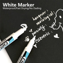 Load image into Gallery viewer, 0.7/1/2mm White Permanent Paint Pen Acrylic Maker Waterproof Oily Pens for Wood Rock Plastic Leather Glass Stone Metal Canvas Ceramic Deep Hole Marker
