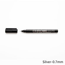 Load image into Gallery viewer, 1Pcs 0.7/1/3mm Electroplating Chrome Mirror Marker Silver Liquid Hand-repair Chrome-plated Metal Waterproof Pen Craftwork Paint Pen for Cards Posters Rock Mugs
