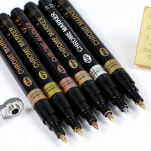 Load image into Gallery viewer, 0.7mm Electroplating Chrome Mirror Silver Marker Liquid Hand-repair Chrome-plated Metal Waterproof Pen Craftwork Paint Pen for Cards Posters Rock Mugs
