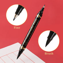 Load image into Gallery viewer, 3 pcs/lot Double head Hand Lettering Pens Black Ink Calligraphy Brush Pens Set Chinese Words Learning Stationery for Beginners Art Supplies
