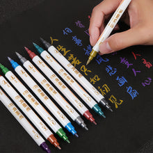 Load image into Gallery viewer, 10 Colors Double Head Fine Point Brush Metallic Marker Pens Calligraphy Brush Pens Set for Painting Drawing Art Learning Stationery
