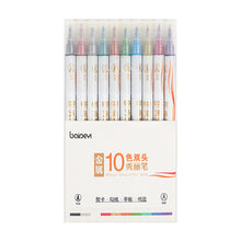 Load image into Gallery viewer, 10 Colors Double Head Fine Point Brush Metallic Marker Pens Calligraphy Brush Pens Set for Painting Drawing Art Learning Stationery
