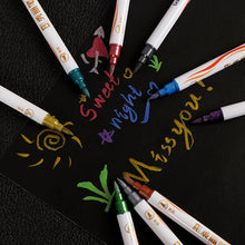 Load image into Gallery viewer, 10 Colors Double Head Fine Point Brush Metallic Marker Pens Calligraphy Brush Pens Set for Painting Drawing Art Learning Stationery
