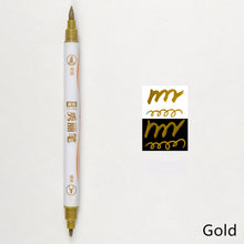 Load image into Gallery viewer, 10 Colors Double Head Fine Point Brush Metallic Marker Pens Calligraphy Brush Pens Set for Painting Drawing Art Learning Stationery
