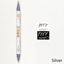 Load image into Gallery viewer, 10 Colors Double Head Fine Point Brush Metallic Marker Pens Calligraphy Brush Pens Set for Painting Drawing Art Learning Stationery
