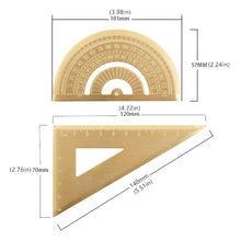 Load image into Gallery viewer, Vintage Brass Straight Ruler Metal Triangle Ruler Protractor 12/15cm Measuring Tool for Students Creative Stationery School Supplies
