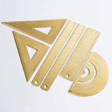Load image into Gallery viewer, Vintage Brass Straight Ruler Metal Triangle Ruler Protractor 12/15cm Measuring Tool for Students Creative Stationery School Supplies
