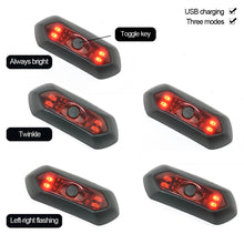 Load image into Gallery viewer, 4 Led Helmet Rechargeable Motorcycle Bicycle Taillight Warning Light High Bright Flashing Waterproof with 3 Modes USB Light
