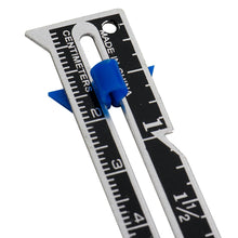 Load image into Gallery viewer, Sliding Gauge Sewing Measuring Tool Aluminum Quilting Ruler Hemming Measuring with Sliding Marker for Knitting Crafting Sewing Beginner
