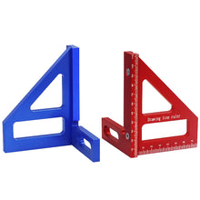 Load image into Gallery viewer, Woodworking Square Protractor 45° 90° Miter Aluminum Alloy Triangle Ruler High Precision Layout Measuring Tool for Engineer Carpenter
