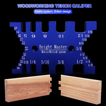 Load image into Gallery viewer, Woodworking Tenon Caliper Height Gauge Metric Imperial Card Gauge Cutter Measuring Ruler for Saw Router Table Machine DIY Carpentry Tools
