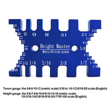 Load image into Gallery viewer, Woodworking Tenon Caliper Height Gauge Metric Imperial Card Gauge Cutter Measuring Ruler for Saw Router Table Machine DIY Carpentry Tools
