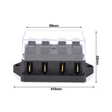 Load image into Gallery viewer, 4 Way Car Circuit Standard Blade Fuse Box Block Holder 4 Way Fuse For 12V / 24V 22mm Handlebar Motorcycles E-Bikes with 5A 10A 15A 20A Fuse
