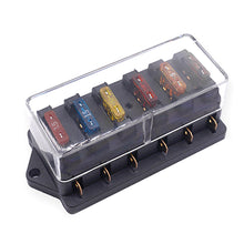 Load image into Gallery viewer, 6 Way Car Circuit Standard Blade Fuse Box Block Holder Fuse For 12V / 24V Motorcycles E-Bikes with 5A 10A 15A 20A 25A 30A Fuse
