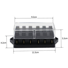 Load image into Gallery viewer, 6 Way Car Circuit Standard Blade Fuse Box Block Holder Fuse For 12V / 24V Motorcycles E-Bikes with 5A 10A 15A 20A 25A 30A Fuse
