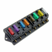 Load image into Gallery viewer, 8 Way Car Circuit Standard Blade Fuse Box Block Holder Fuse For 12V / 24V Motorcycles E-Bikes with 5A 7.5A 10A 15A 20A 25A 30A 35A Fuse
