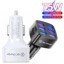 Load image into Gallery viewer, 75W 15A 6USB Car Charger Fast Charging Phone Adapter Car For Phone Car Quick Charge
