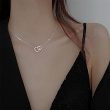 Load image into Gallery viewer, Simple Double-ring Heart-shaped Necklace Creative Alloy Necklace Collarbone Chain Jewelry Accessory Gift
