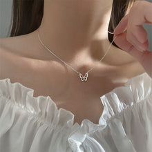 Load image into Gallery viewer, Hollow Butterfly Diamond Necklace Temperamental Simple Clavicle Chain Necklace Alloy Necklace Jewelry
