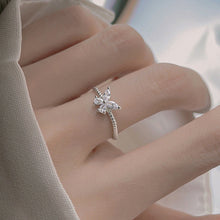 Load image into Gallery viewer, Simple Niche Zircon Shiny Butterfly Ring Opening Adjustable Alloy Ring Women Temperamental Jewelry Accessory
