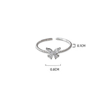 Load image into Gallery viewer, Simple Niche Zircon Shiny Butterfly Ring Opening Adjustable Alloy Ring Women Temperamental Jewelry Accessory
