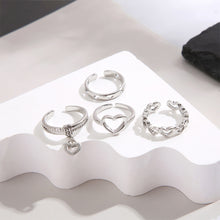Load image into Gallery viewer, 4pcs/set Hollow Love Rings Simple Creative Rings Set Adjustable Alloy Rings Temperamental Jewelry Accessories for Women
